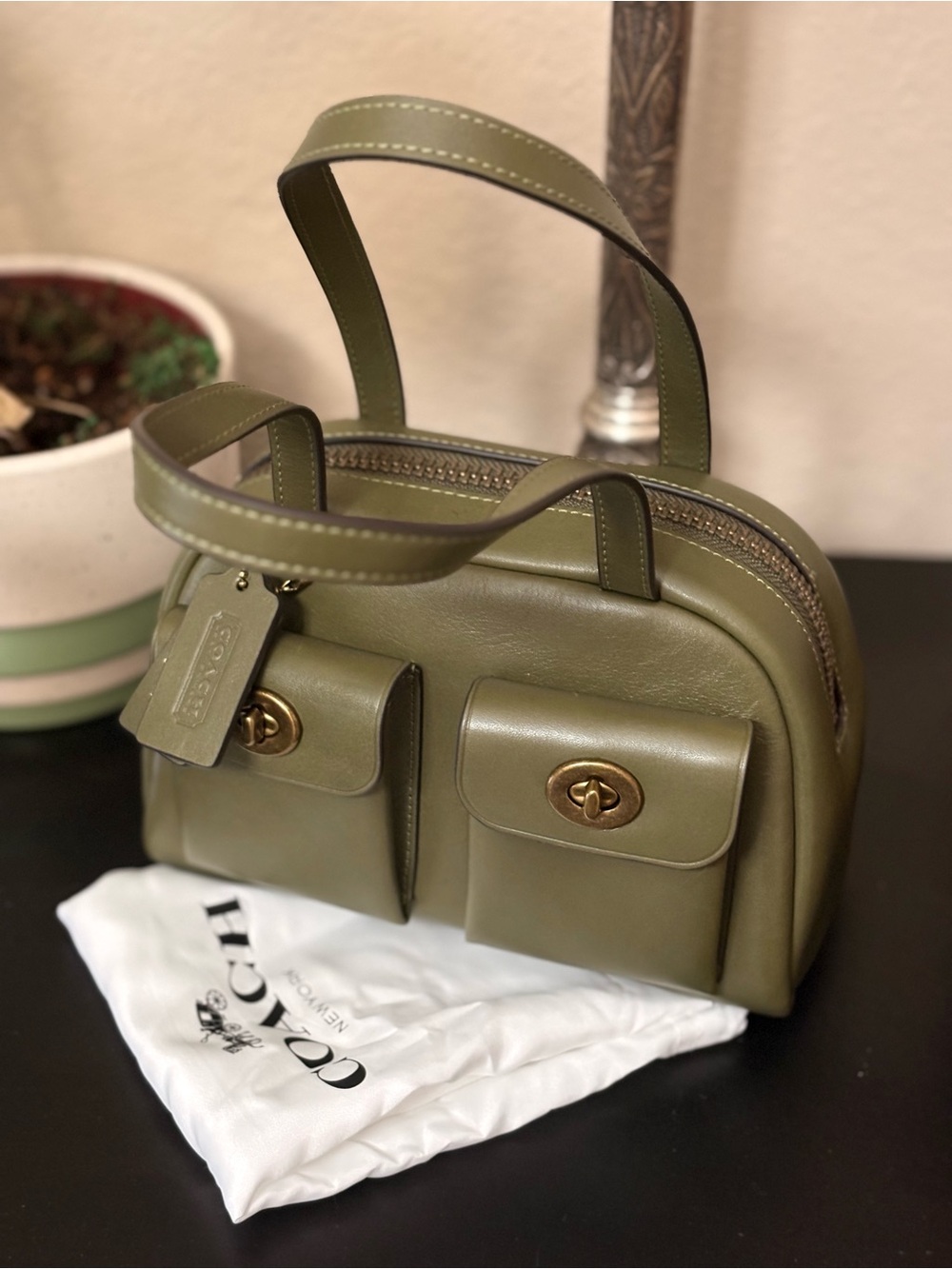 Coach Twin Turnlock Bag 20 in Olive